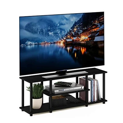Immagine di Furinno Supporti TV di Intrattenimento a 3 Livelli, Walnut/Black, 140 cm