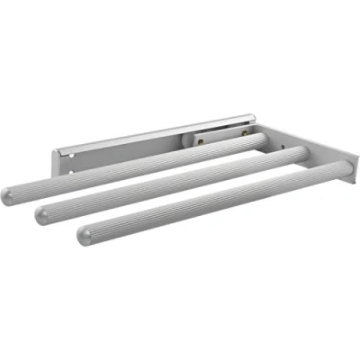 Immagine di OBF Grimme Pluto 03 0357 47 Portasalviette allungabile a 3 bracci per cucina, in alluminio ET 325 mm, lunghezza colore: argento opaco anodizzato
