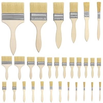 Immagine di Kurtzy 30pz Set Pennelli Pittura Professionali Riutilizzabili Testina da 1,3 10 cm Pennello con Manico Legno per Trucioli, Silicone, Gesso, Colorazione e Colle