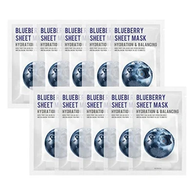 Immagine di [CONFEZIONE DA 10] EUNYUL Purity MIRTILLO Maschera in fogli Pack (22ml x 10pezzi) Cura della pelle coreana Ingredienti naturali idratanti per tutti i tipi di