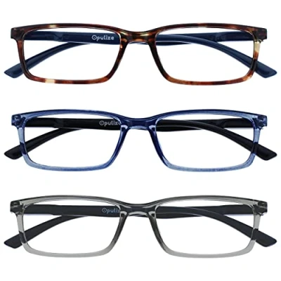 Immagine di OPULIZE See Occhiali da Lettura Filtro Set 3 Luce Blu Montatura Stretta Cerniere a Molla Migliorano il Sonno Gaming Computer Anti Riflesso Marrone Trasparente Grigio Uomo Donna BBB9 237 +1.00