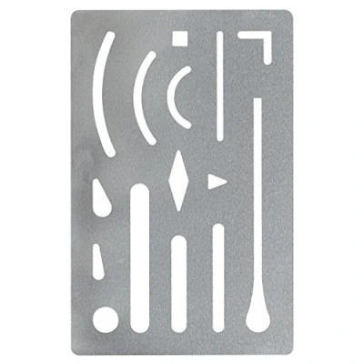 Immagine di GEOtec AR24840 Stencil per cancellare, 9 x 6 cm, in acciaio inossidabile, 15 aperture, colore: Grigio