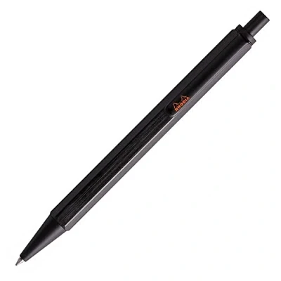 Immagine di RHODIA 9389C Penna a sfera ricaricabile scRipt Corpo esagonale in alluminio spazzolato nero Punta scomparsa ad alta precisione 0,7 mm, inchiostro Collezione