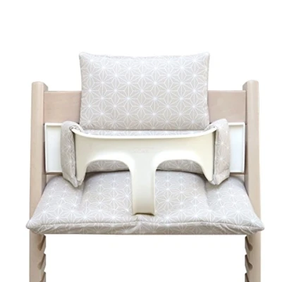 Immagine di Blausberg Baby Cuscino Set compatibile con seggiolone Tripp Trapp di Stokke, fatto in Germania, materiali certificati OEKO TEX 100, Happy Star Beige
