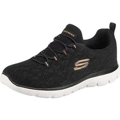 Immagine di Skechers Summits Leopard Spot, Scarpe da Ginnastica Donna, Black Mesh Rose Gold Trim, 40 EU