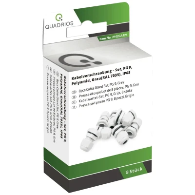 Immagine di Quadrios 2102CA121 Assortimento di pressacavi PG9 PA66 Grigio luminescente 1 KIT