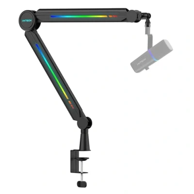 Immagine di IXTECH braccio per microfono RGB ad alto profilo, da scrivania, supporto regolabile con live streaming, giochi,
