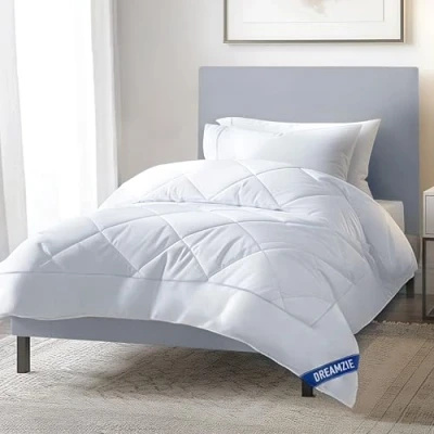 Immagine di Dreamzie Trapunta Letto Singolo Invernale Autunnale 155x220 Piumone 4 Stagioni 155 x 220 Coperta cm di Microfibra Sintetico, Bianco, Certificato Oeko Tex