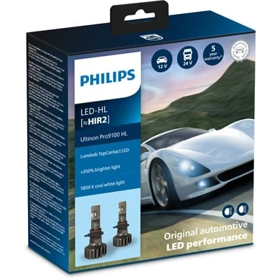Immagine di Philips Ultinon Pro9100 LED lampadina fari auto (HIR2), +350%, 5.800K, set di 2
