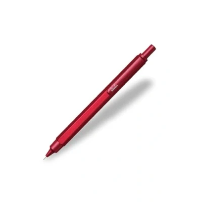 Immagine di RHODIA 9394C Portamine scRipt Corpo Esagonale in Alluminio Spazzolato rosso per Mine Grafite Standard 0,5 mm, fusto Acciao retraibile Gomma sotto il Pulsante Collezione
