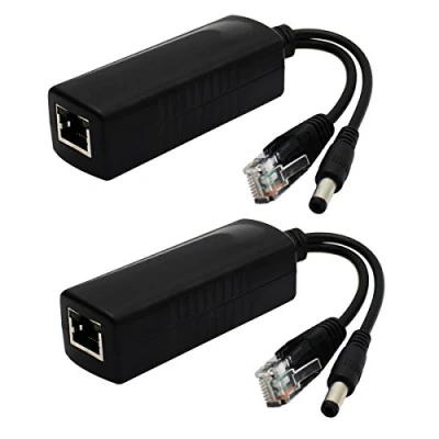 Immagine di ANVISION 2 Pack Active Poe Splitter Adattatore IEEE 802.3af Conforme 10 / 100Mbps, Uscita DC 12V per Telecamera IP Wirelss AP Router VoIP Telefono AV PS12