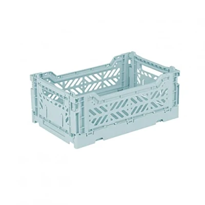 Immagine di Ay Kasa Cassetta pieghevole, stabile in plastica, impilabile, blu artico, mini (27 x 17 11 cm)