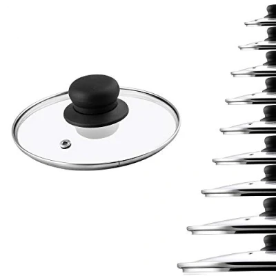 Immagine di KADAX Coperchio Transparente in Vetro Resistente al Calore con Pomello Plastica per Pentole e Padelle, Accessorio Essenziale la Cucina (14 cm)