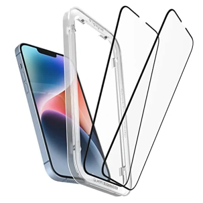 Immagine di Spigen AlignMaster Vetro Temperato compatibile con iPhone 14 Plus, 13 Pro Max, 2 Pezzi, Cornice di Allineamento inclusa, Copertura Totale, Durezza 9H Pellicola prottetiva