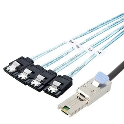 Immagine di Bolwins P84CS mini SAS 26P SFF 8088 a 4 cavi splitter SATA, 1 m SATA cavo dati per dischi rigidi, collegamento tra controller e unità