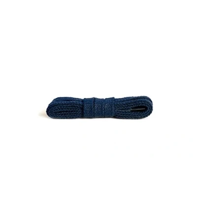 Immagine di Kaps lacci piatti, in cotone 100% durevoli di alta qualità, realizzati Europa, 1 paio, molti colori e lunghezze (120 cm da 6 a 8 paia occhielli / 57 marina)