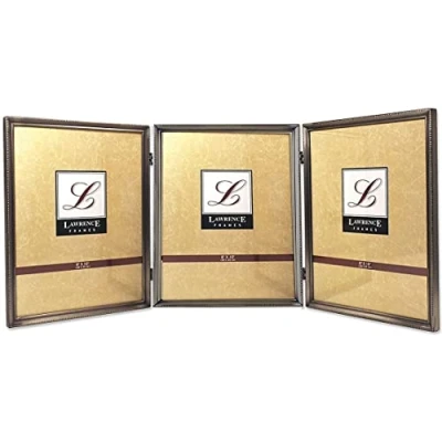 Immagine di Lawrence Frames 11580T Cornice tripla con perline in peltro spazzolato, 20,2 x 25,7 cm