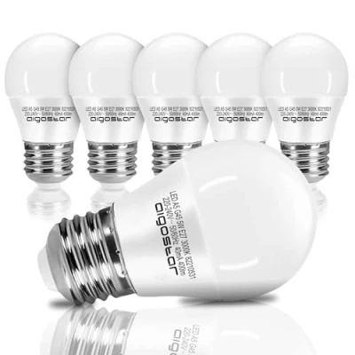 Immagine di Aigostar LED Lampadina E27 A5 G45 4.9W (Equivalenti a 37W), Luce Calda 3000K, 420 Lumen, Angolo di Raggio 180, Pacco da 5