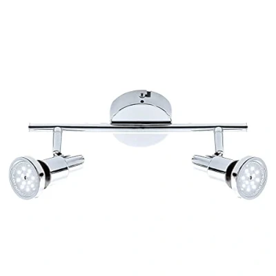 Immagine di BRILONER LED, plafoniera, soffitto, Luce, Lampada da Bagno, IP44, girevoli e inclinabili, 2X GU10, 8 Watt, 800 Lumen, Cromato, 2 faretti