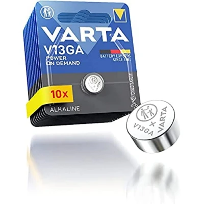 Immagine di VARTA Pile a Bottone V13GA/LR44, confezione da 10, Power on Demand, 1,5V, per giocattoli, calcolatrici, strumenti di misura, compatte con lunga durata e alte prestazioni [Esclusivo su Amazon]