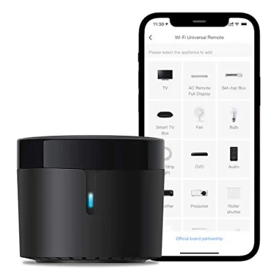 Immagine di Broadlink RM4 Mini Telecomando universale IR audio/video, hub remoto WiFi per la casa intelligente, compatibile con Alexa
