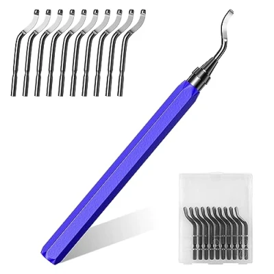 Immagine di Frevoitna Sbavatura Strumento Universale, Sbavatore Manuale con 10 Pezzi Sbavare Lame di Ricambio, Tagliatori per Rotanti a 360 Stampante 3D, Plastica, Alluminio, Rame, Acciaio