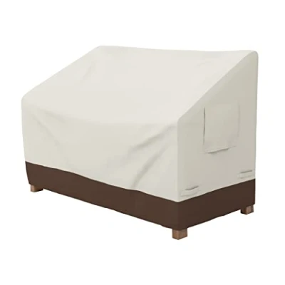 Immagine di Amazon Basics Telo di copertura sagomato per panca a 2 posti, Beige + Marrone Chiaro
