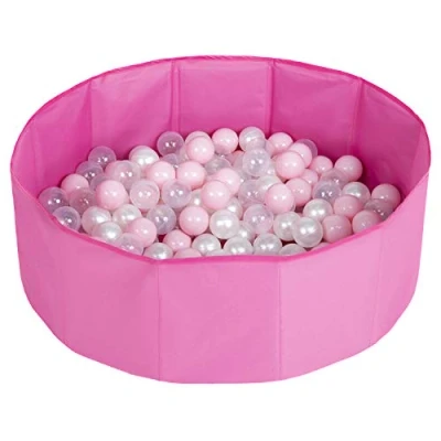 Immagine di Selonis Piscina Pieghevole Con 100 Palline Colorate, Rosa:Rosa Chiaro/Perla/Trasparente