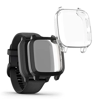 Immagine di kwmobile Set 2X Custodia Smartwatch Compatibile con Garmin Venu Sq Music/Sq Cover Case Silicone Protezione Orologio Fitness Trasparente/Nero