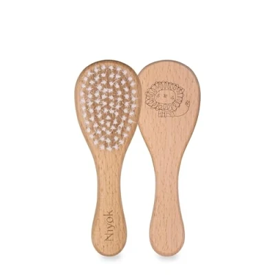 Immagine di Niyok® Spazzola per bambini capelli extra morbida in legno di faggio con setole nylon alta qualità districare e pettinare delicatamente Attrezzatura