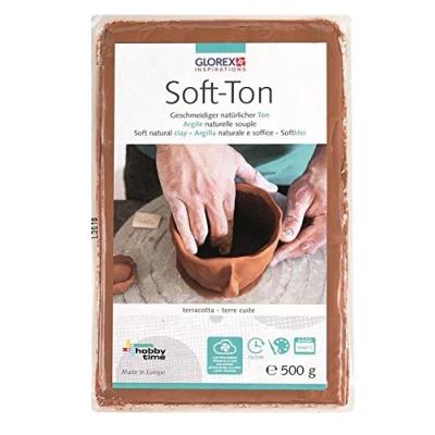 Immagine di GLOREX Soft TON Terracotta 500g 6 8075 137 500 g, Argilla Naturale, particolarmente Morbida ed Elastica, indurente all&#039;Aria forni, Molto Adatta ai Bambini, Clay, unità