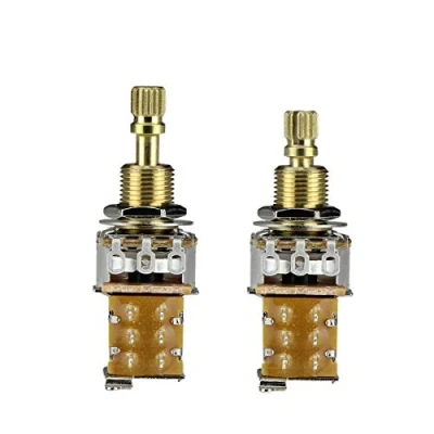 Immagine di FLEOR 2PCS Potenziometro per interruttore a pressione chitarra B250K lineare conico in rame lungo albero diviso parti di basso elettrica