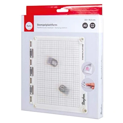 Immagine di Rayher 29210000 Piattaforma per Timbri, Acrilico Grigio/Trasparente, 24,5 X 29,3 1,5 Cm, Coperchio Alzabile, Timbri Trasparenti O in Gomma, Lavori Creativi