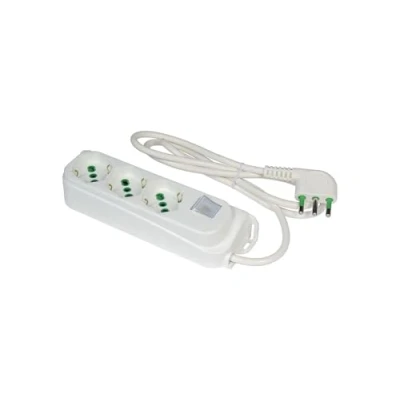 Immagine di FANTON 47460 Multipresa 3 posti OMEGA prese bipasso schuko 2P+T 16A ciabatta cavo 1,5 m. spina a squadra grande + interruttore bipolare luminoso
