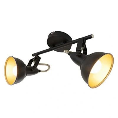 Immagine di Briloner Leuchten Faretti retro 2, vintage, orientabili, luci da soffitto, nero e oro, max. 40 W, montaggio E14, 30.4 x 18.1 10 cm (L A P)