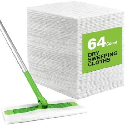 Immagine di HOMEXCEL Panni a secco compatibili con Swiffer Sweeper, ricariche usa e getta per pulire i pavimenti, 64 pezzi