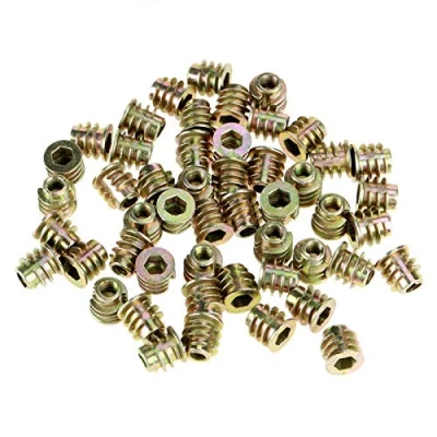Immagine di Mobili esagonale Socket dado M4 x 8 mm, 50 pezzi, tipo filettato in lega di zinco, filo testa per inserto legno