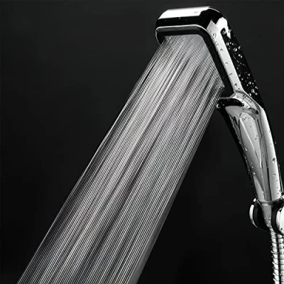 Immagine di Soffione Doccia Alta Pressione, Anticalcare Pressione Doccia, Risparmio Idrico Funzioni getto per pulire Piastrelle, Bagno (Argentato, Universale)