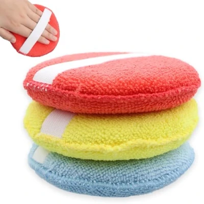 Immagine di 3 Pezzi Spugna Lavaggio Auto,Spugna Auto Grande Pad di Lucidatura con Microfibre,Spugna Moto,Spugna per Esterno e Pulizia Applicatore Cera 13 cm