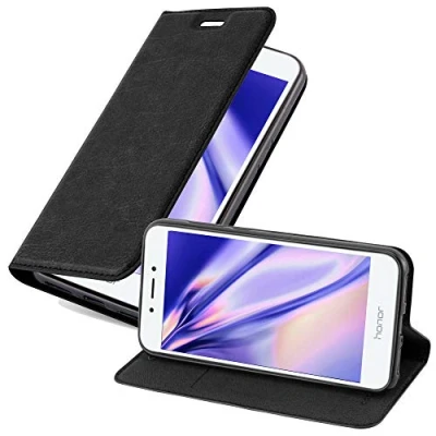 Immagine di Cadorabo Custodia Libro per Honor 6A in NERO di NOTTE con Vani Carte, Funzione Stand e Chiusura Magnetica Portafoglio Cover Case Wallet Book Etui Protezione