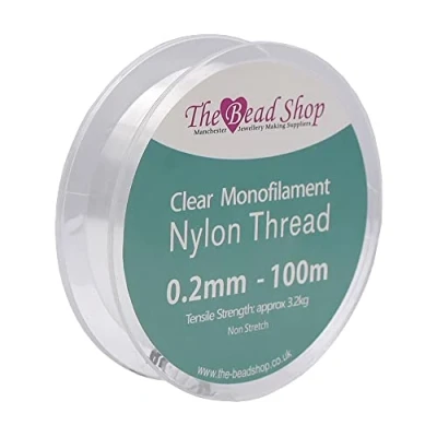 Immagine di filo monofilamento di nylon trasparente da 0,2 mm, per cucire trasparente, decorazione appesa, non elastico, resistenza alla trazione circa 3,2 kg (0,2 mm 100 m)