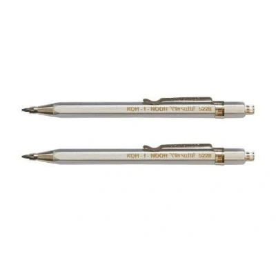 Immagine di KOH I NOOR 5228CL Portamine in metallo, confezione da 2 pezzi, colore: argento.