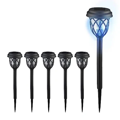 Immagine di Relaxdays Lampade Solari da Giardino, Set LED con Effetti di Luce, Sensore Luminosità, H x D: 42,5 10 cm, Nero