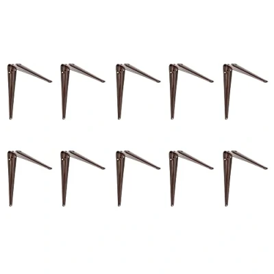 Immagine di Amig Set di 10 Staffe per mensole in Acciaio Supporti Reggimensola Colore: Marrone Dimensioni: 400 x 350 Peso max: 40 kg