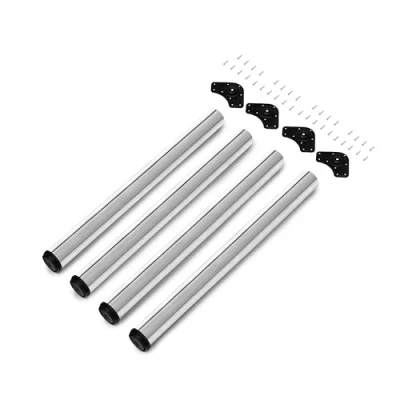 Immagine di Emuca Gambe regolabili per tavolo Ø60x830mm, kit di 4 piedi in acciaio, altezza regolabile 830 850mm, cromato