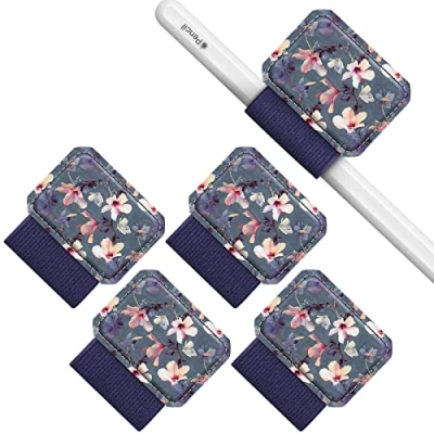 Immagine di FINTIE 4 Pezzi Portapenne Autoadesivo Compatibile con Apple Pencil PRO, (USB C) &amp; 2a/1a Gen e Penna Stilo Elastico Pen Holder per Tablet, Notebooks, Calendario, Hibiscus