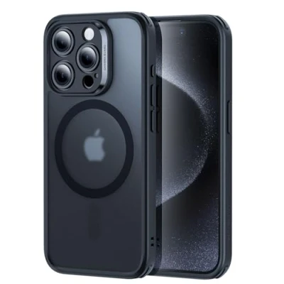 Immagine di ESR Cover per iPhone 15 Pro Max (5 in 1 Set), Custodia opaca con protezione dello schermo e delle lenti della fotocamera, Compatibile MagSafe, nero opaco
