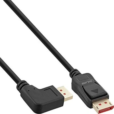 Immagine di InLine® Cavo DisplayPort 1.4, 8 K4 K, angolo sinistro, 1 m, colore: Nero/Oro
