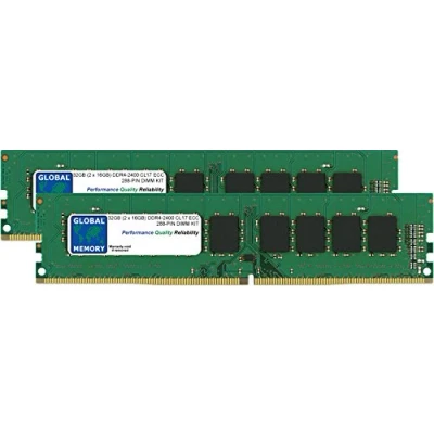 Immagine di GLOBAL MEMORY Kit RAM di Memoria DIMM (UDIMM) 32GB (2 x 16GB) DDR4 2400MHz PC4 19200 288 PIN ECC per Server/postazioni Lavoro/schede Madri