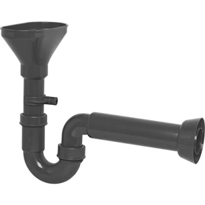 Immagine di Cornat Rezyklat T359104R, antigoccia, 1 1/2 pollici, Ø 50 mm, con imbuto e supporto da parete, realizzato in plastica riciclata, Made Germany, sifone colore: grigio